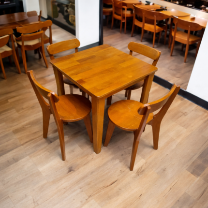 Solid Wood 4-Seater Dining Table Set with Chairs