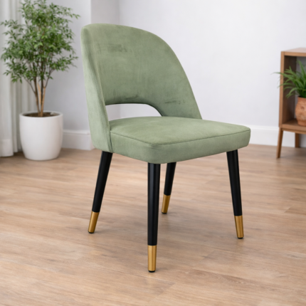 Modern Velvet Dining Chair with Gold-Tipped Legs