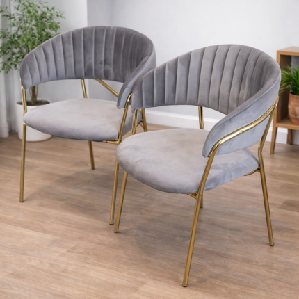 Luxury Velvet Dining Chair with Gold Metal Frame