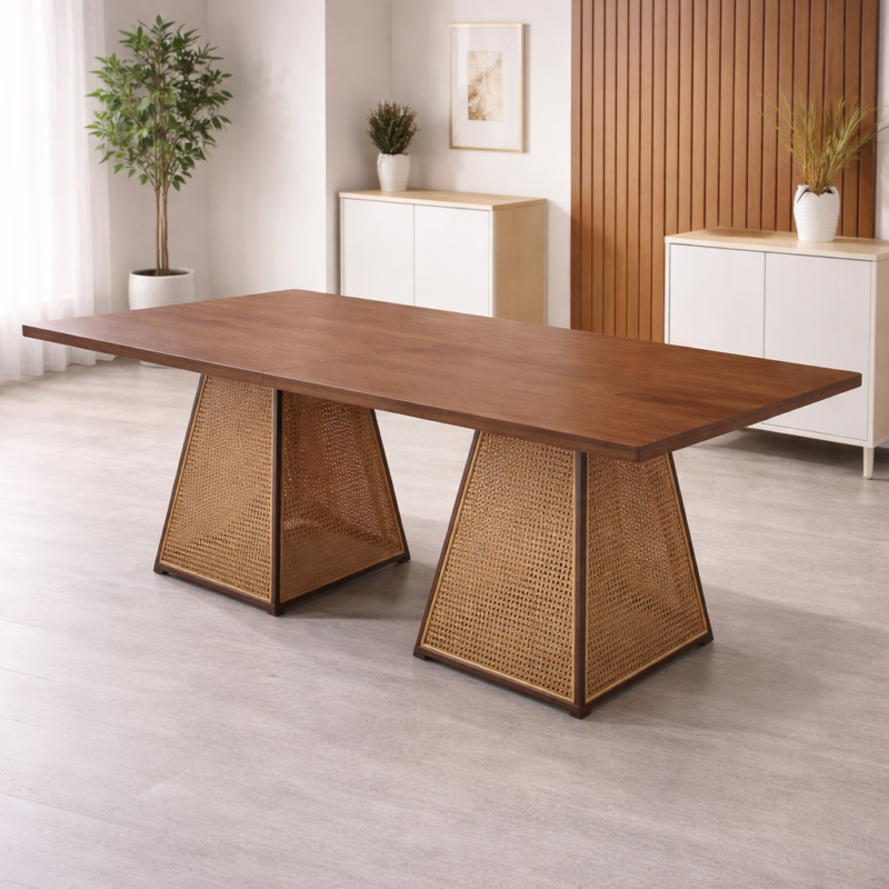Designer Cane Base Dining Table