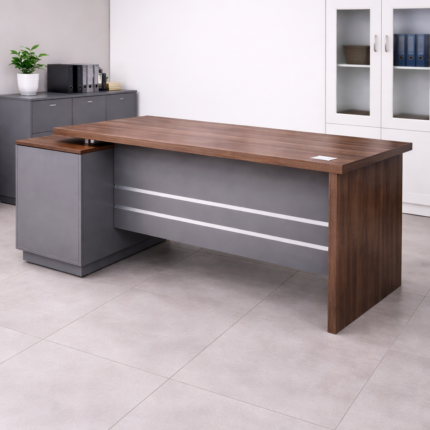 Modern Executive Office Desk with Side Storage