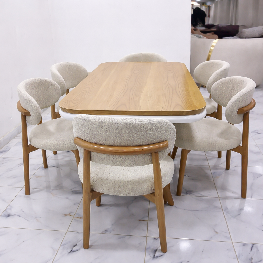 Modern Wooden Dining Table Set with Upholstered Chairs Modern Wooden Dining Table Set with Upholstered Chairs