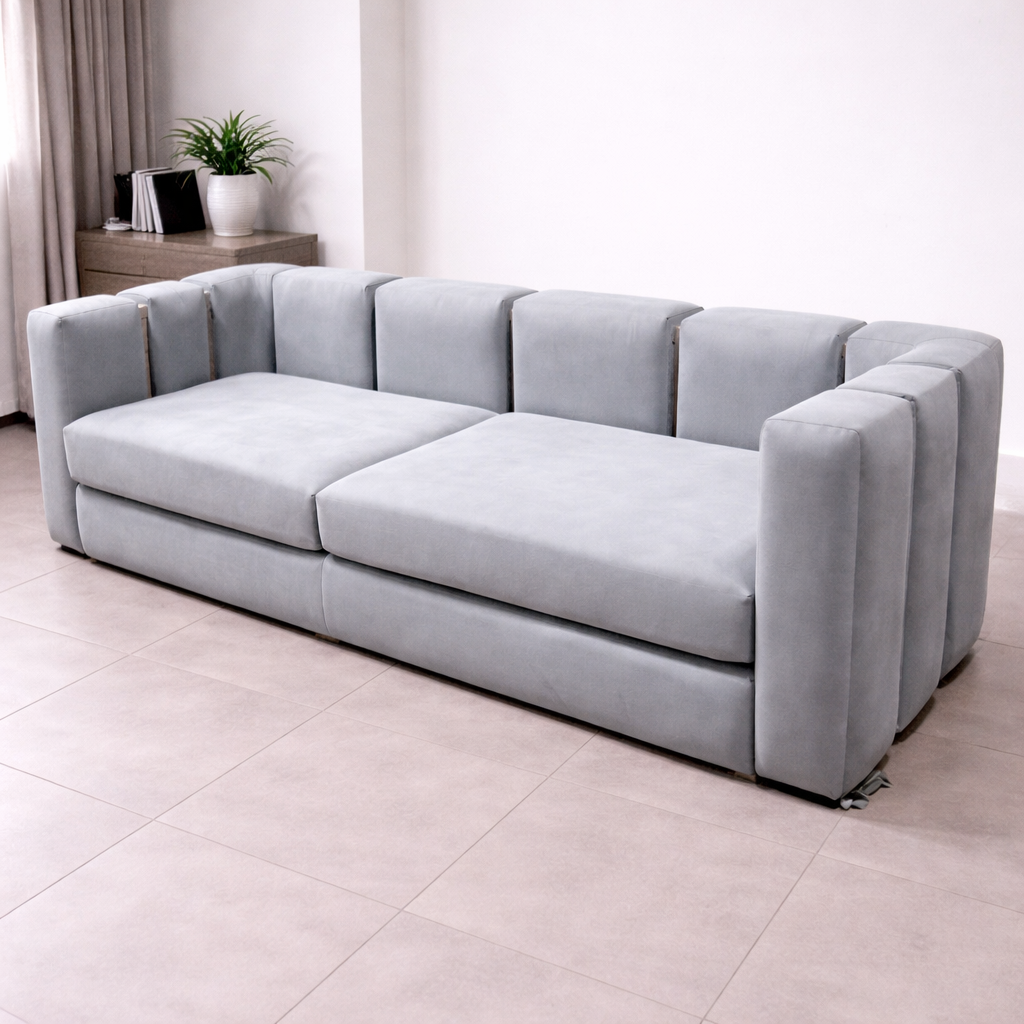 Modern Channel Back Three-Seater Sofa Modern Channel Back Three-Seater Sofa